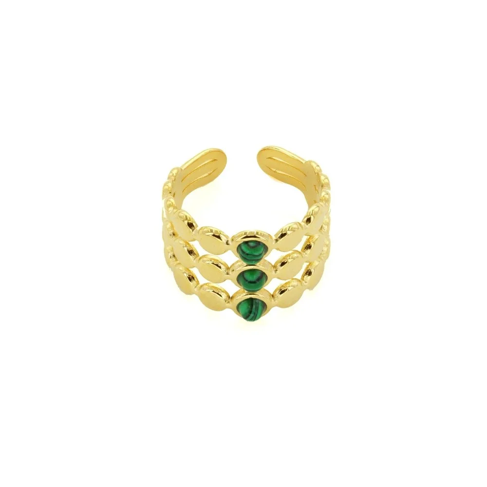 Panacea Green Malachite Ring Gold Tone Adjustable One Size Fashion‎ Jewelry New